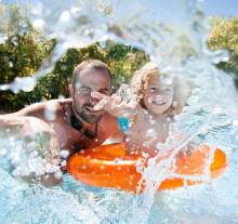 Father and Son in Los Sueños Beach Club Pool